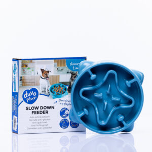 Miska DUVO+ na pomalé jedenie, modrá 700 ml pre pudlíkov