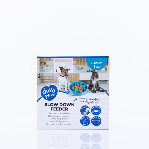 Miska DUVO+ na pomalé jedenie, modrá 700 ml pre malé plemená psov